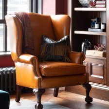 Bespoke Wide Georgian Wing Chair with Hand Carved Claw & Ball Legs